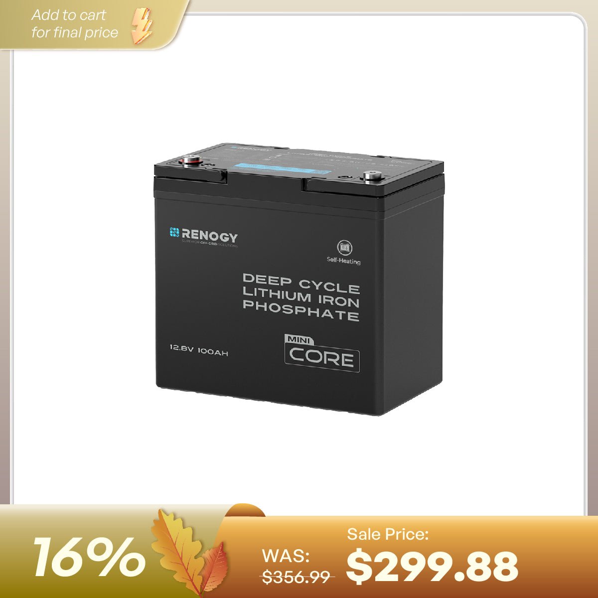 Renogy 12V 100Ah DuoHeat LiFePO4 battery
